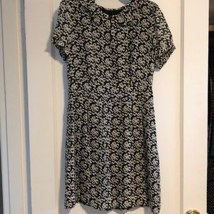 J.Crew black and white silk bow pattern dress